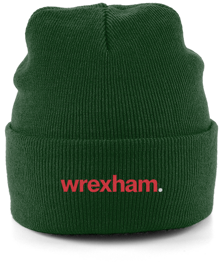 wrexham. embroidered Wrexham beanie in Bottle, Legends in Thread