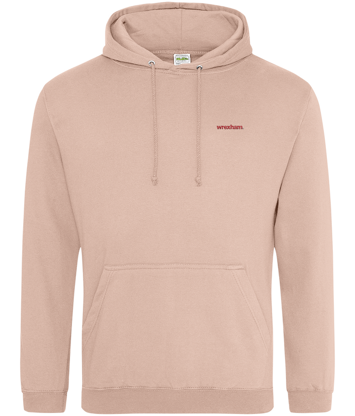 wrexham. embroidered Wrexham hoodie in Peach Perfect, Legends in Thread