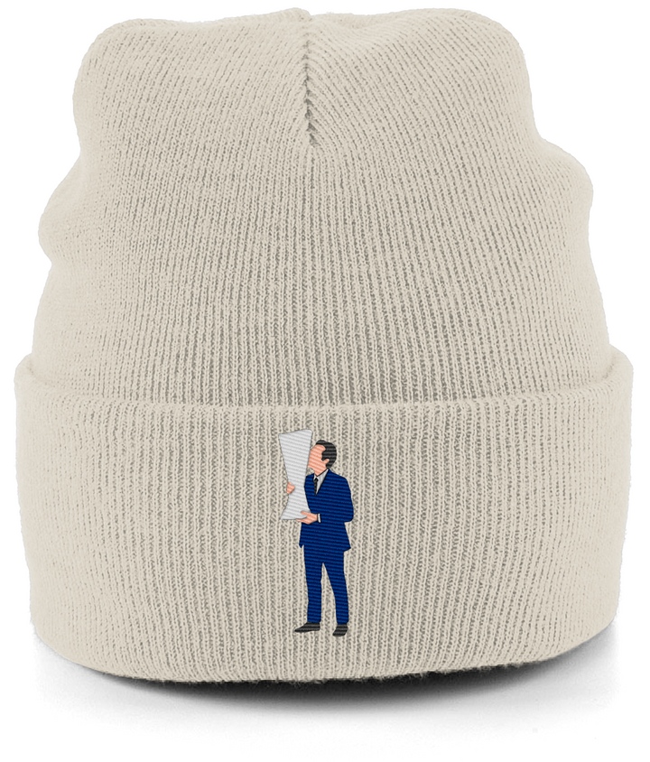Unai Emery Trophy Kiss embroidered Aston Villa beanie in Almond, Legends in Thread