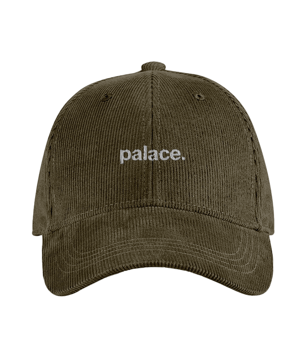 palace. cord cap embroidered Crystal Palace cord cap in Dark Olive, Legends in Thread