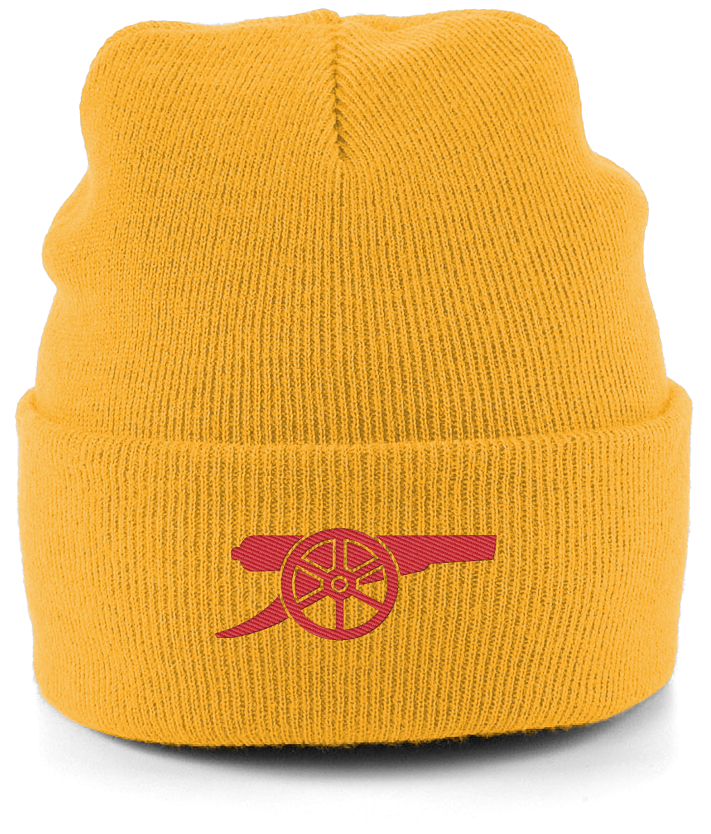 Arsenal Cannon embroidered Arsenal beanie in Gold, Legends in Thread