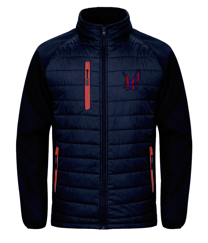 Red and Blue Striped Eagle embroidered Crystal Palace softshell jacket in Navy/Red, Legends in Thread