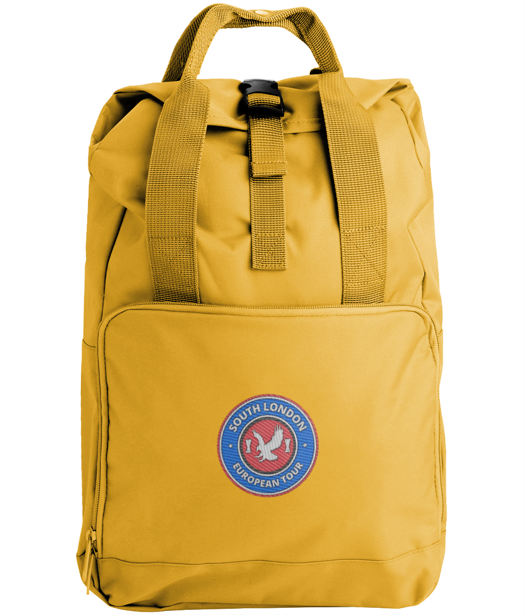 South London European Tour Backpack embroidered Crystal Palace backpack in Mustard, Legends in Thread