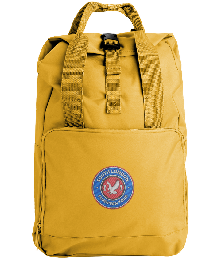 South London European Tour Backpack embroidered Crystal Palace backpack in Mustard, Legends in Thread