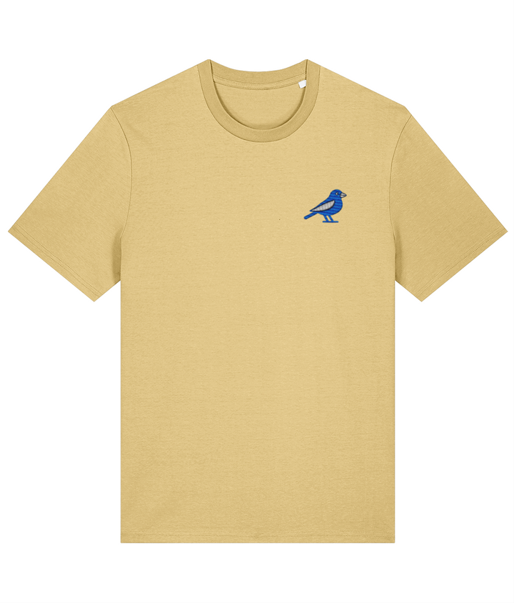 Cardiff Bluebird embroidered Cardiff City cotton tee in Viva Yellow, Legends in Thread