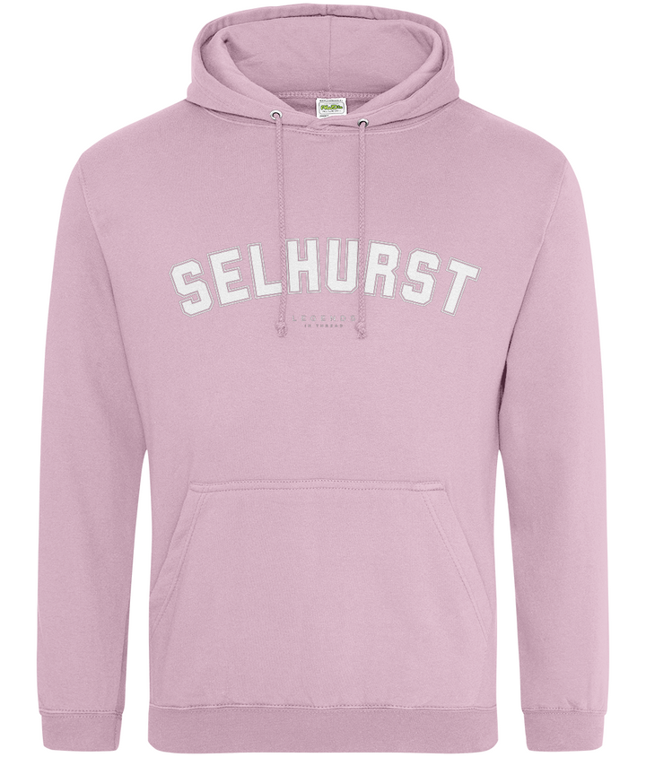 Selhurst Hoodie printed Crystal Palace hoodie in Baby Pink, Legends in Thread