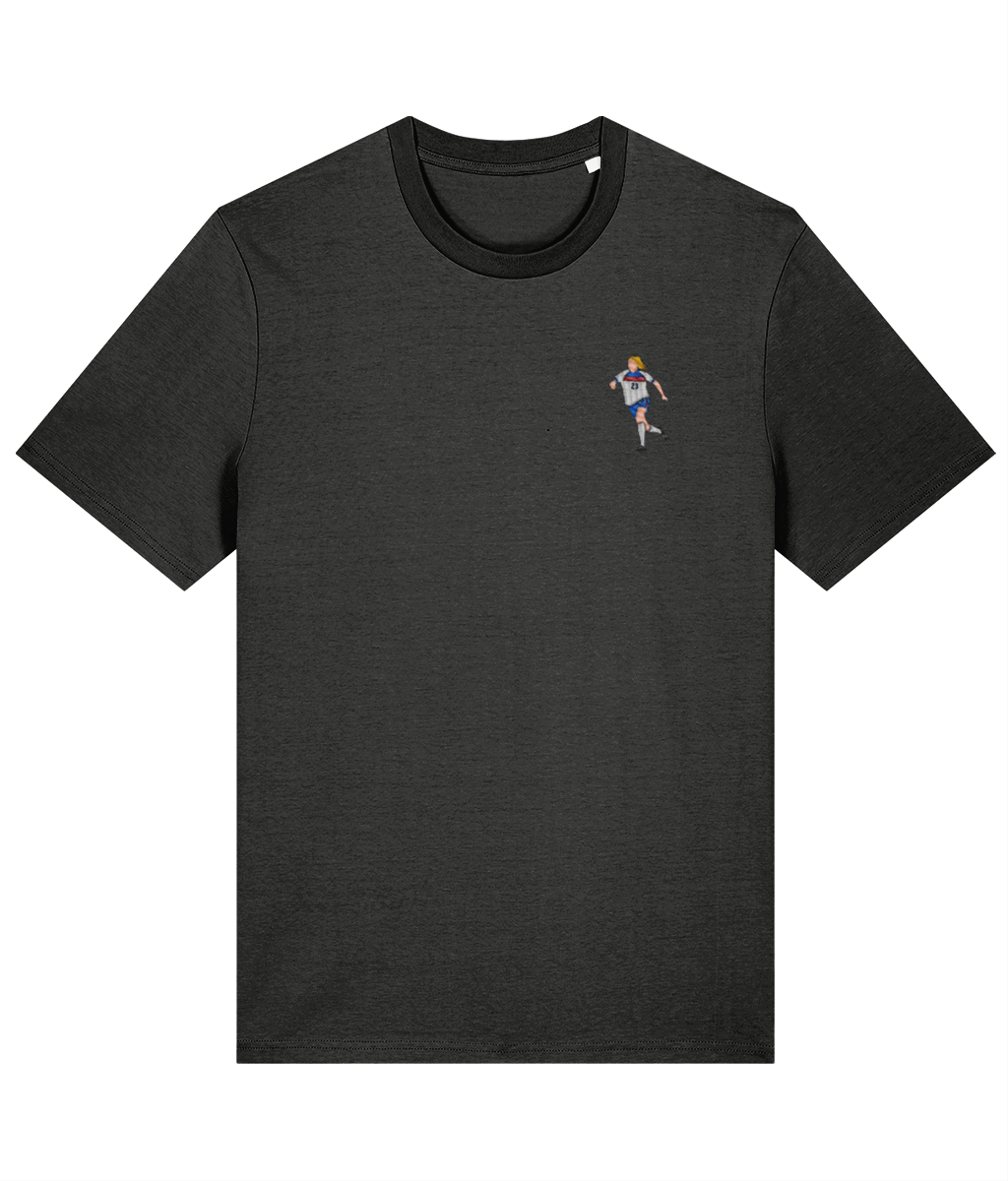 Alessia Russo embroidered England cotton tee in Dark Heather Grey, Legends in Thread