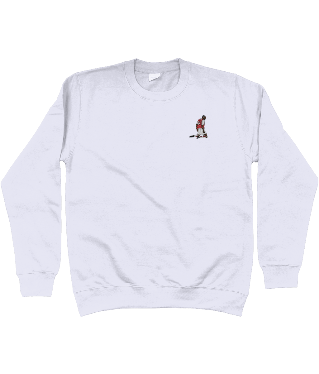 Henry Knee Slide embroidered Arsenal sweatshirt in Moondust Grey, Legends in Thread