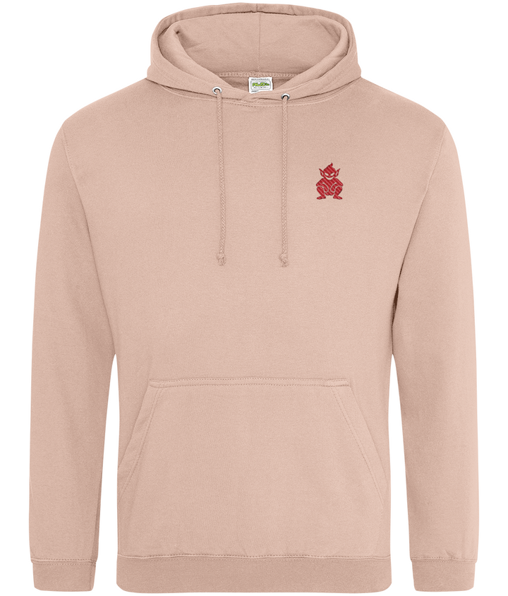 Lincoln Imp embroidered Lincoln City hoodie in Peach Perfect, Legends in Thread