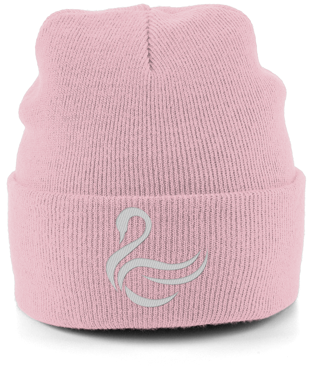 Swansea Swan embroidered Swansea City beanie in Dusty Pink, Legends in Thread