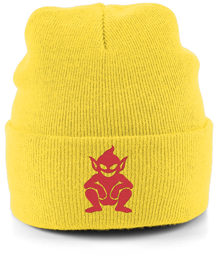 Lincoln Imp embroidered Lincoln City beanie in Yellow, Legends in Thread