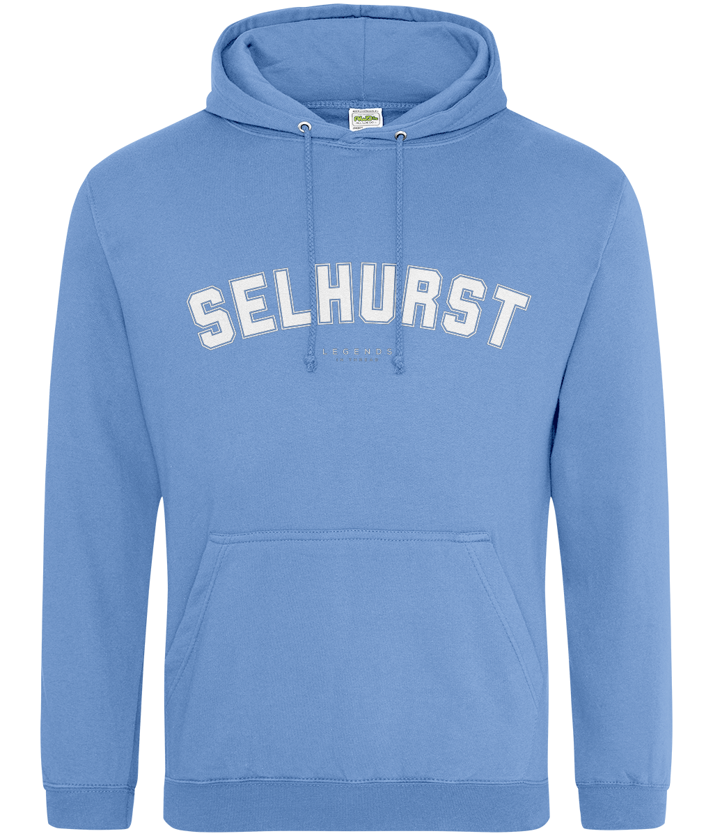 Selhurst Hoodie printed Crystal Palace hoodie in Cornflower Blue, Legends in Thread