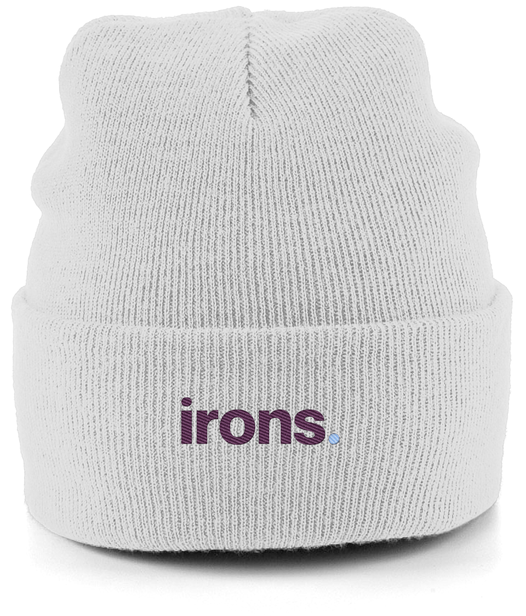 irons. embroidered West Ham beanie in Ash, Legends in Thread