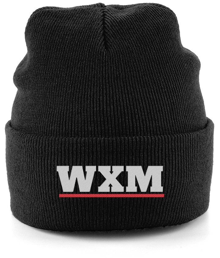 WXM embroidered Wrexham beanie in Black, Legends in Thread