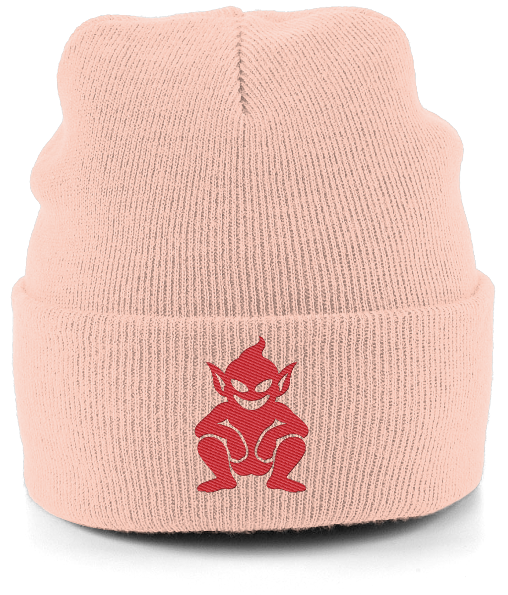 Lincoln Imp embroidered Lincoln City beanie in Peach, Legends in Thread