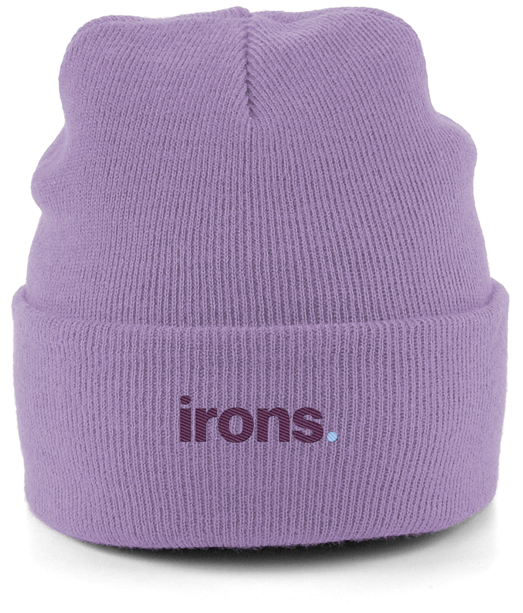 irons. embroidered West Ham beanie in Lavender, Legends in Thread