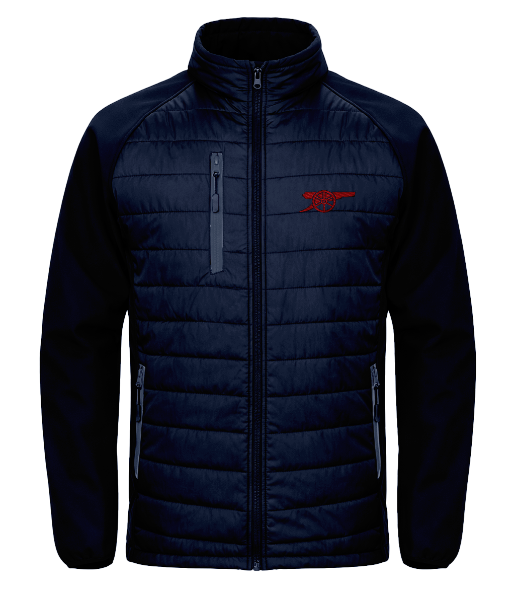 Arsenal Cannon embroidered Arsenal softshell padded jacket in Navy/Navy, Legends in Thread