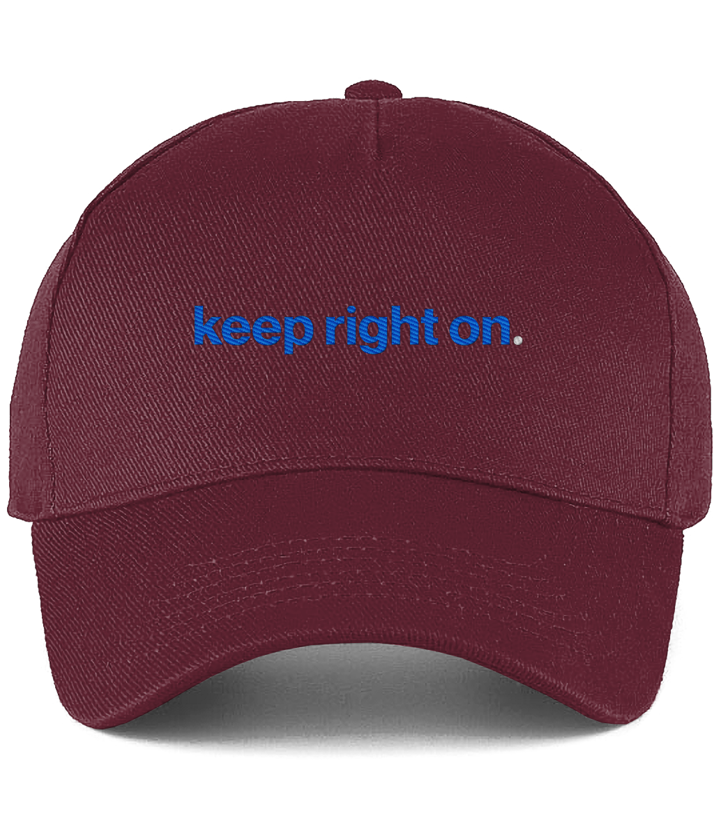 Keep Right On embroidered Birmingham City baseball cap in Burgundy, Legends in Thread