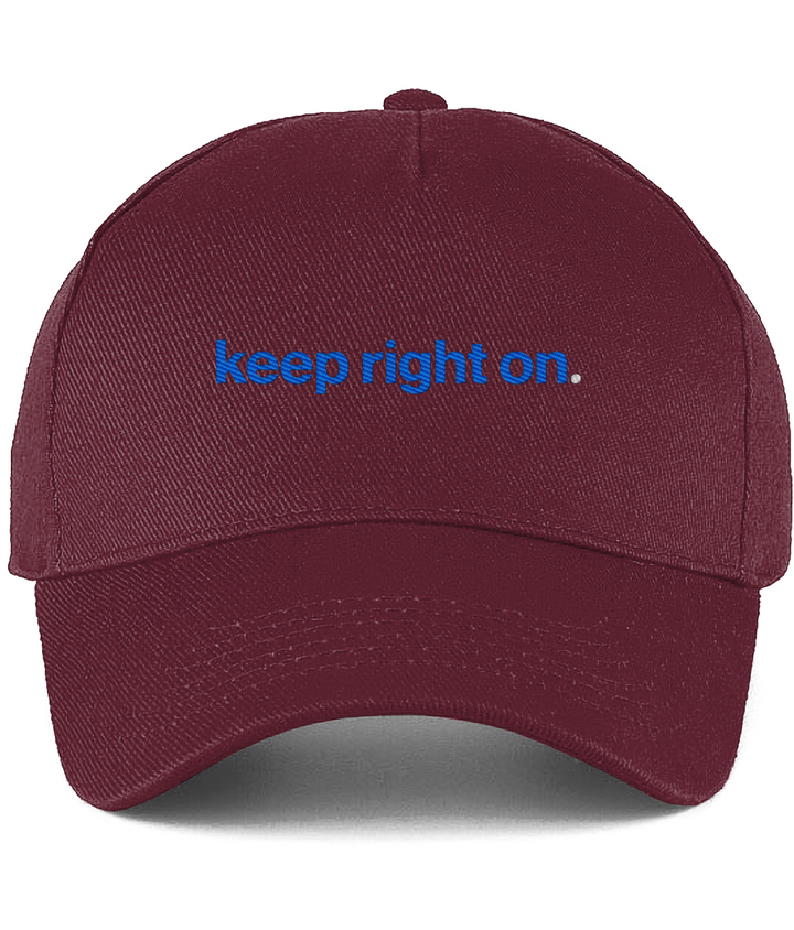 Keep Right On embroidered Birmingham City baseball cap in Burgundy, Legends in Thread