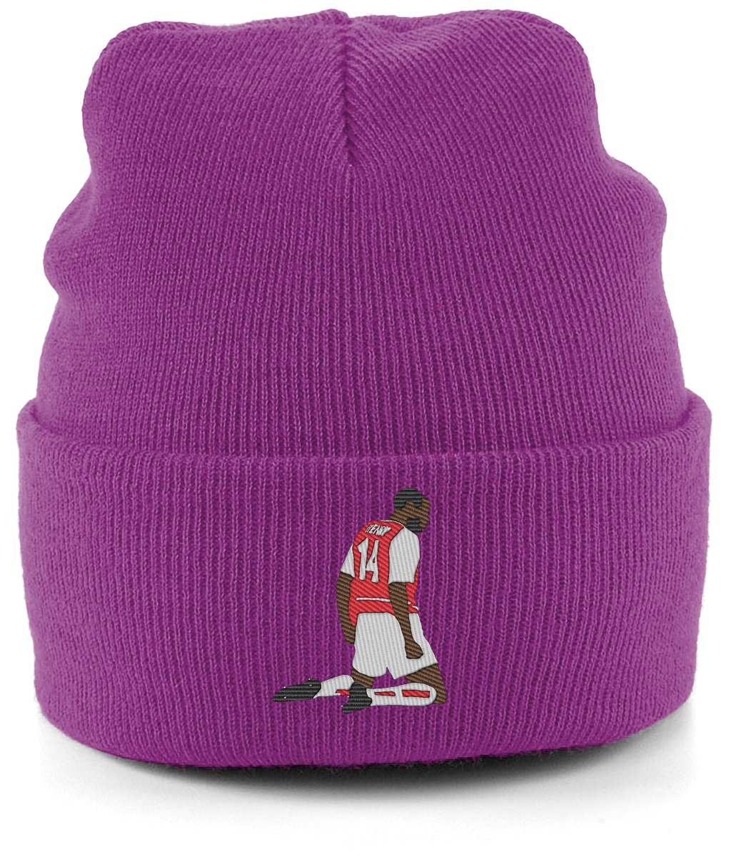 Thierry Henry Knee Slide embroidered Arsenal beanie in Magenta, Legends in Thread