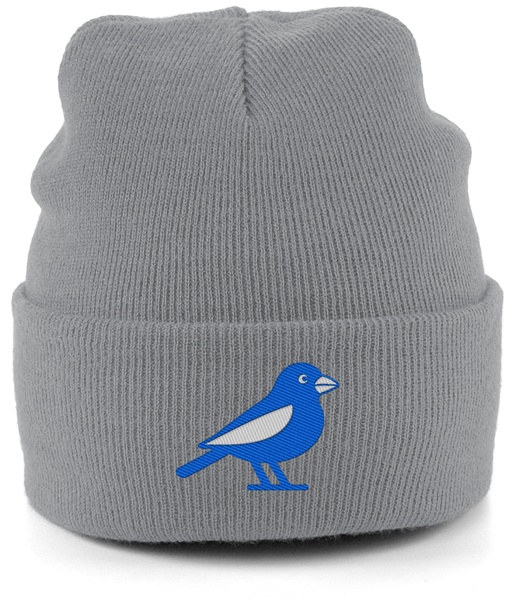 Cardiff Bluebird embroidered Cardiff City beanie in Antique Grey, Legends in Thread