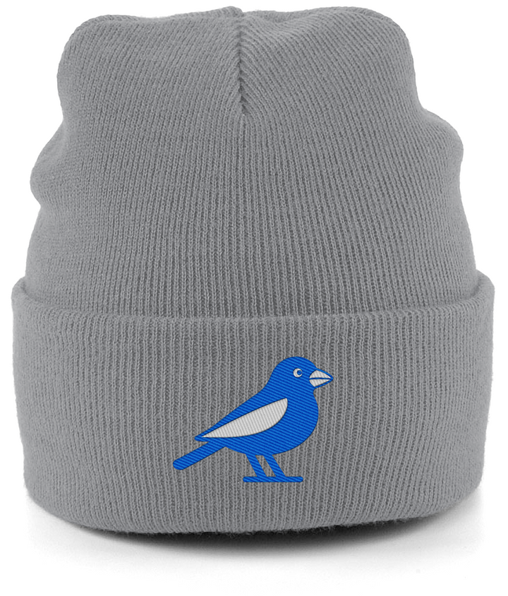 Cardiff Bluebird embroidered Cardiff City beanie in Antique Grey, Legends in Thread