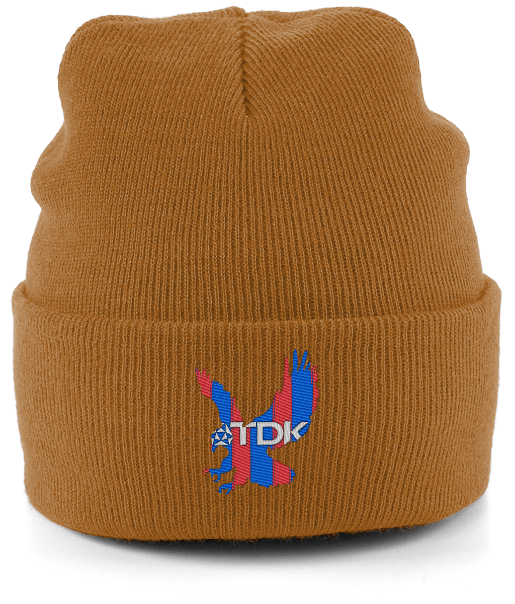 TDK Eagle embroidered Crystal Palace beanie in Caramel, Legends in Thread