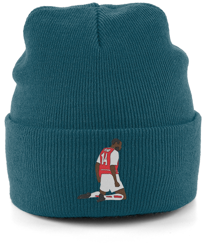 Thierry Henry Knee Slide embroidered Arsenal beanie in Petrol, Legends in Thread