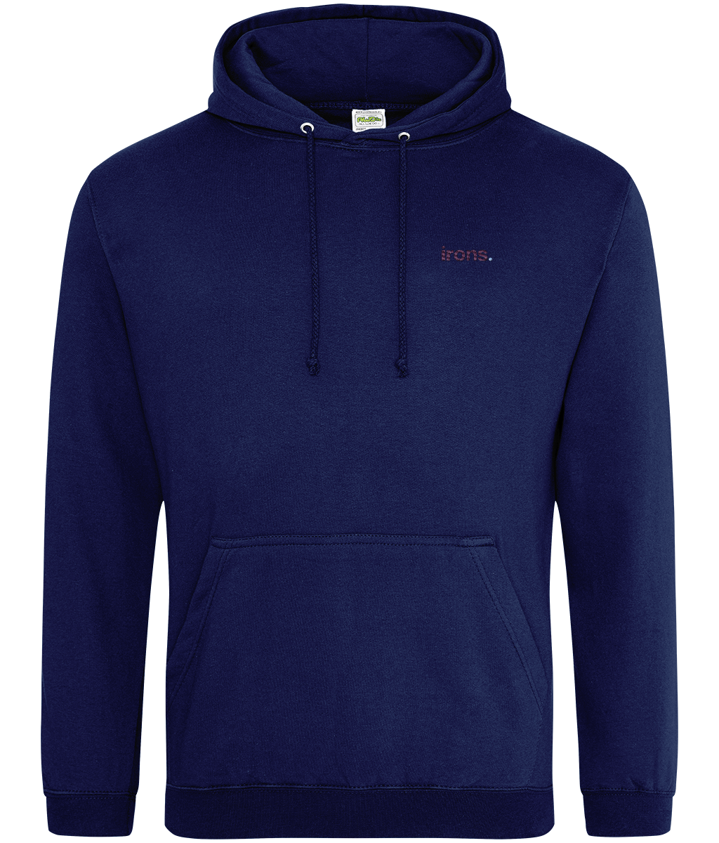 Irons. embroidered West Ham hoodie in Oxford Navy, Legends in Thread