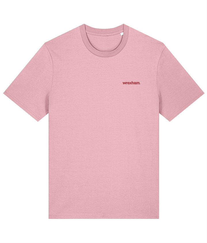 wrexham. embroidered Wrexham cotton tee in Cotton Pink, Legends in Thread