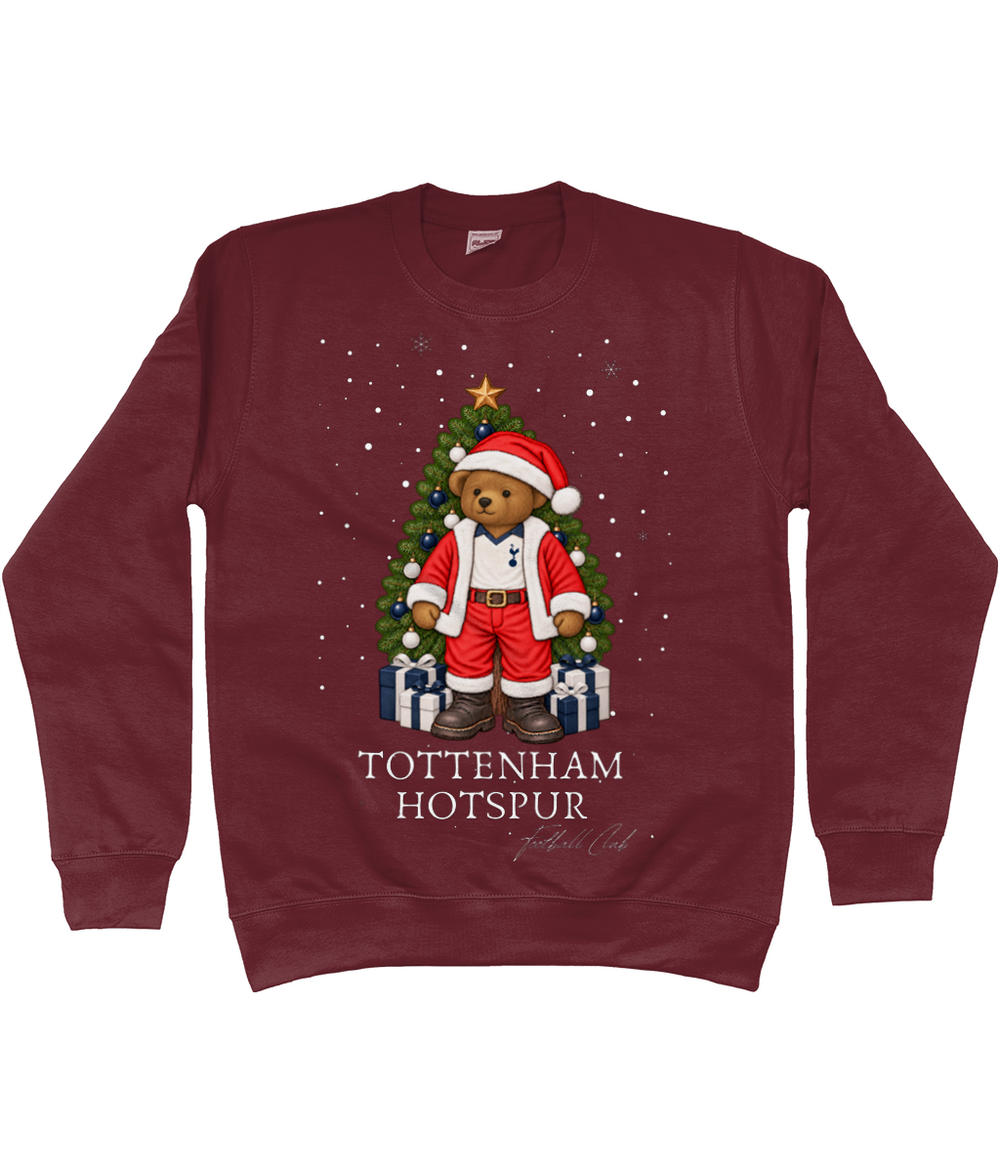 Harrington Bear Xmas printed Tottenham Hotspur Christmas jumper in Burgundy, Legends in Thread