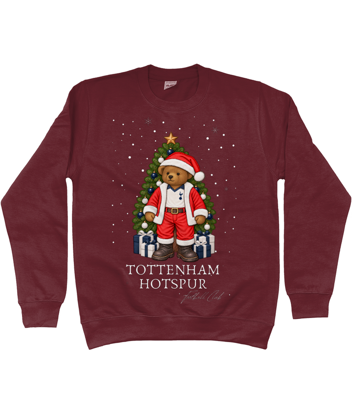 Harrington Bear Xmas printed Tottenham Hotspur Christmas jumper in Burgundy, Legends in Thread