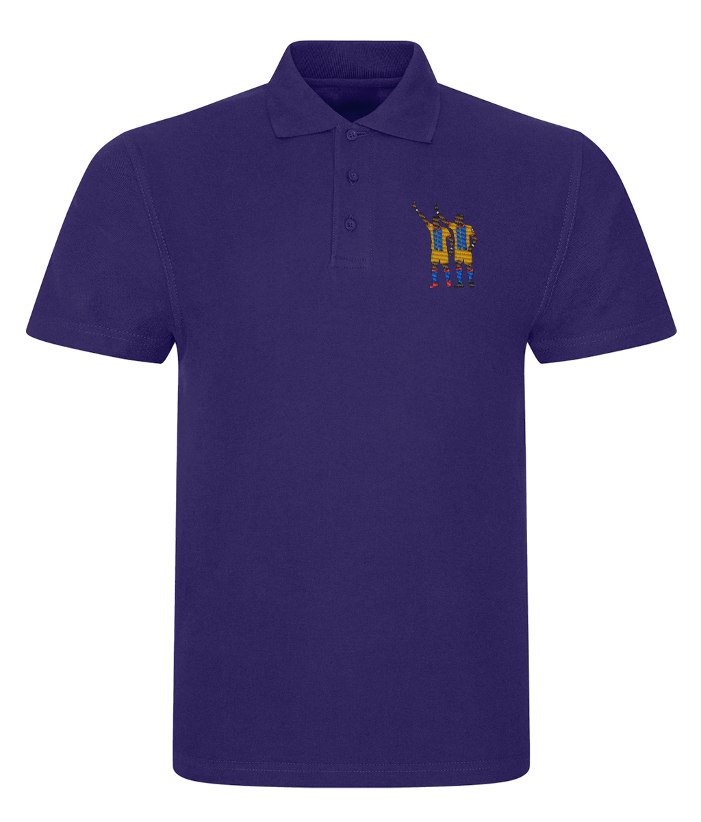 Zaha & Bolasie embroidered Crystal Palace polo in Purple, Legends in Thread