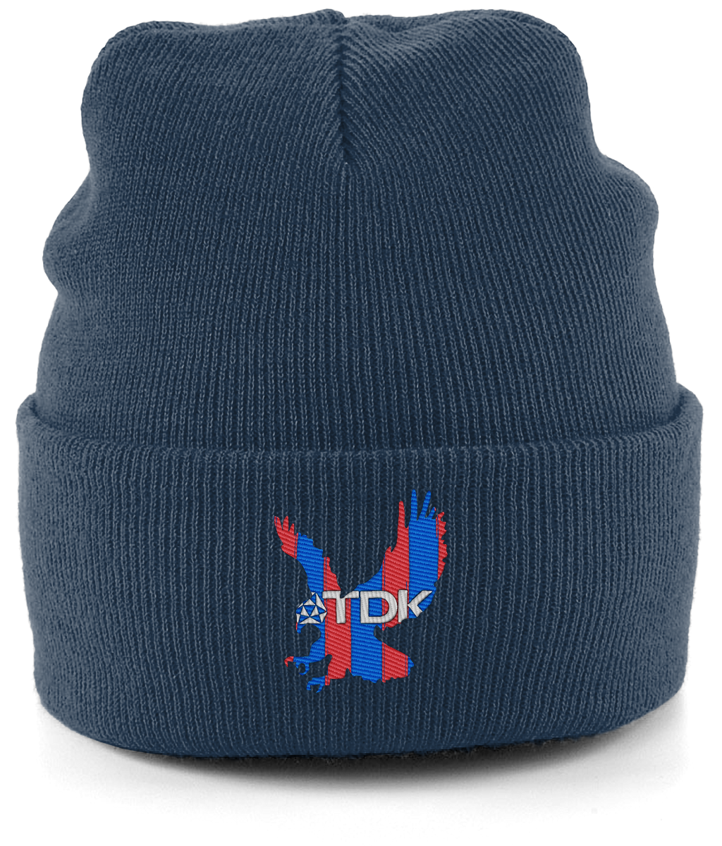 TDK Eagle embroidered Crystal Palace beanie in French Navy, Legends in Thread