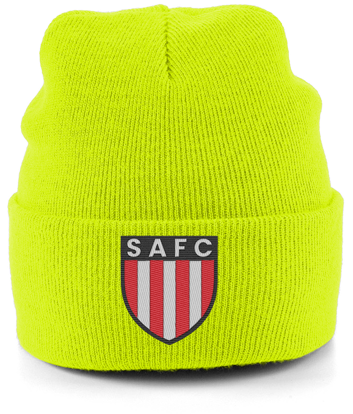SAFC embroidered Sunderland beanie in Fluorescent Yellow, Legends in Thread