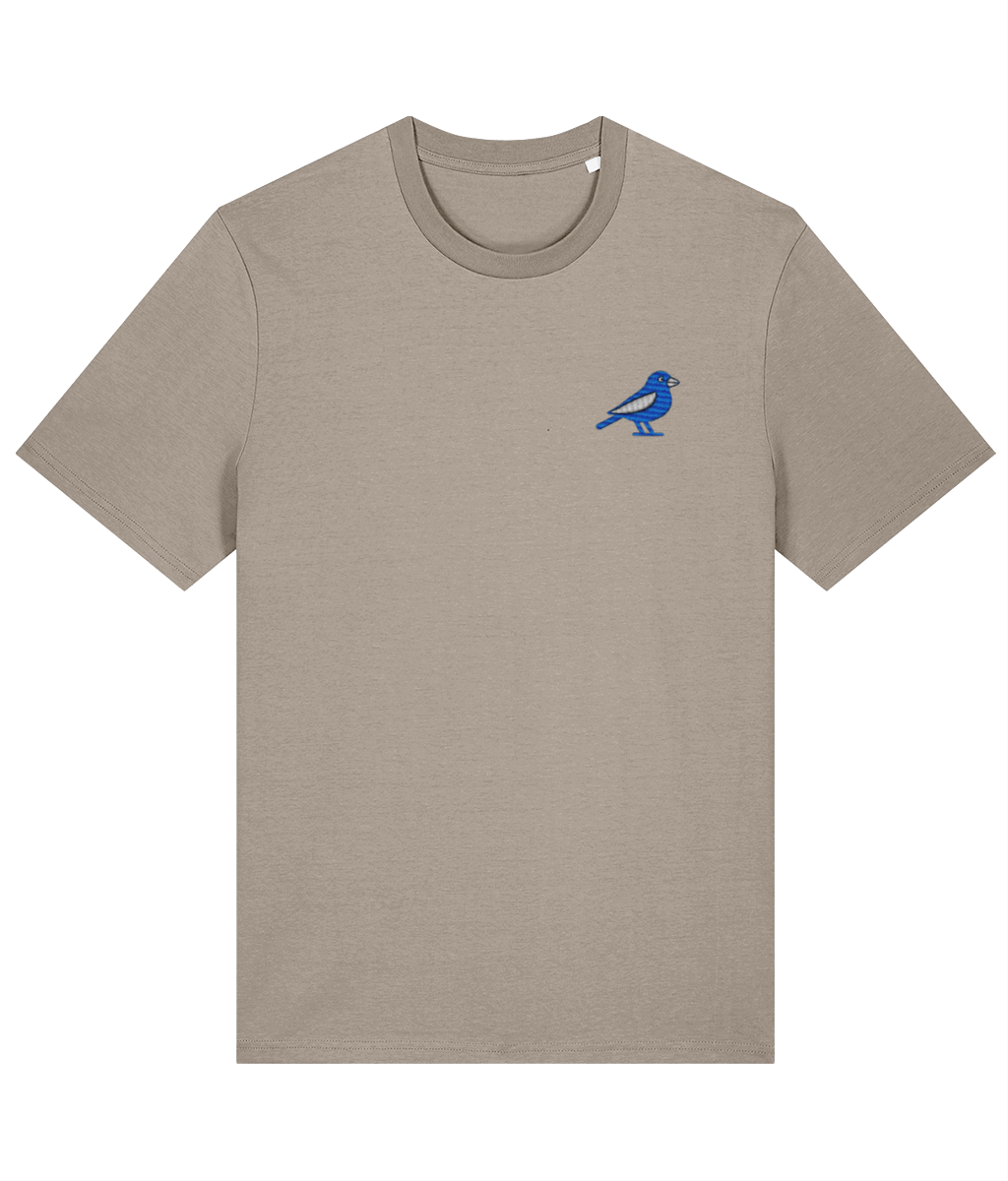 Cardiff Bluebird embroidered Cardiff City cotton tee in Desert Dust, Legends in Thread