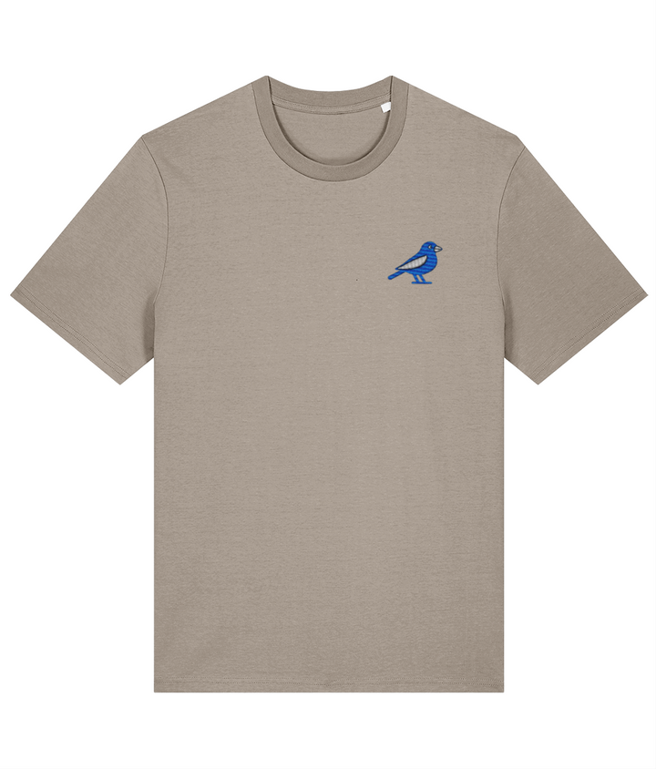Cardiff Bluebird embroidered Cardiff City cotton tee in Desert Dust, Legends in Thread