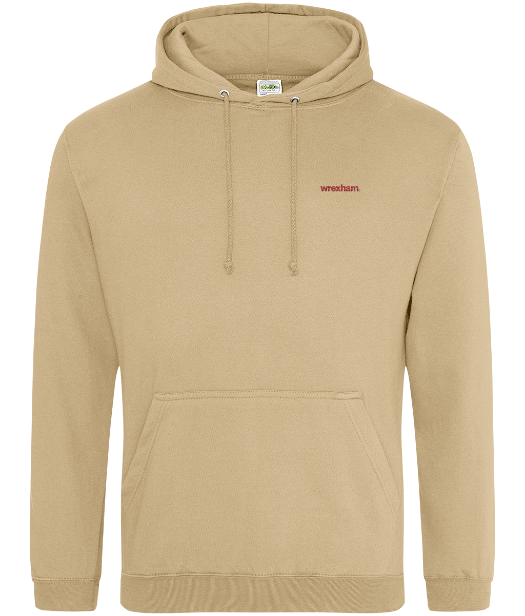 wrexham. embroidered Wrexham hoodie in Desert Sand, Legends in Thread