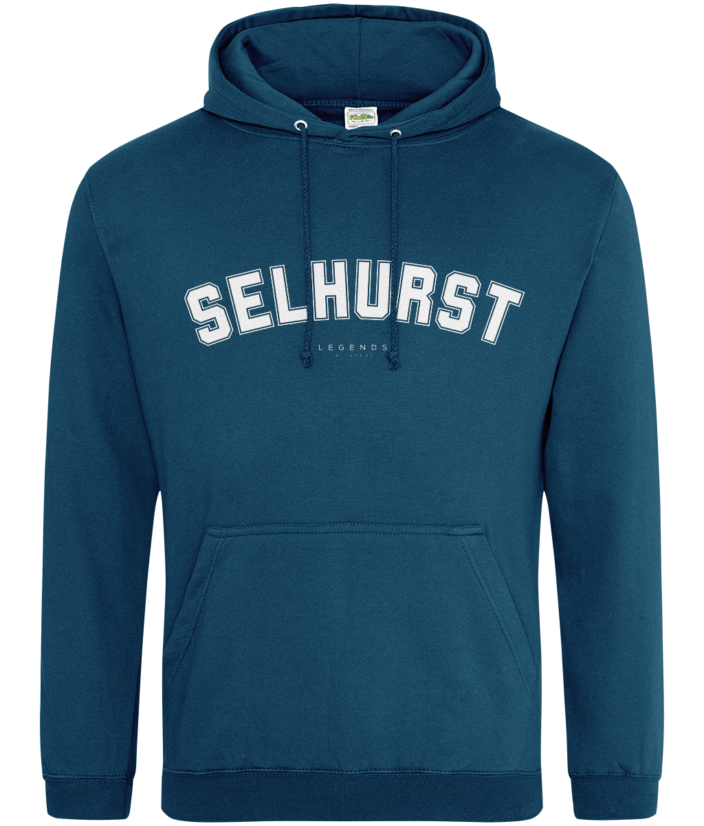 Selhurst Hoodie printed Crystal Palace hoodie in Deep Sea Blue, Legends in Thread