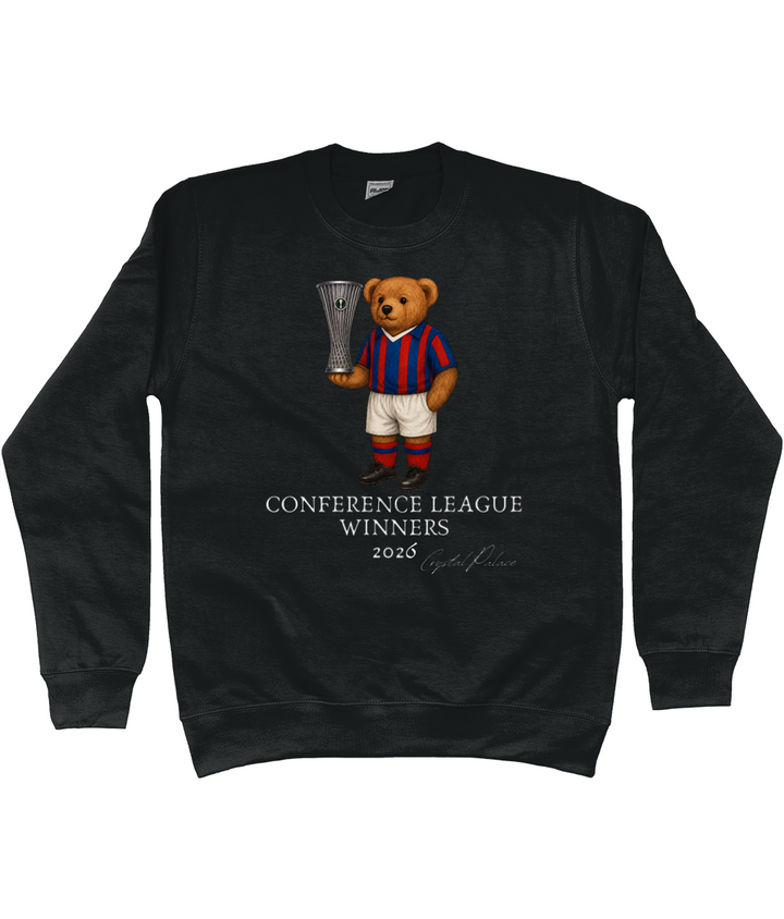 Kids Selby the Bear Conference League printed Crystal Palace kids sweatshirt in Jet Black, Legends in Thread