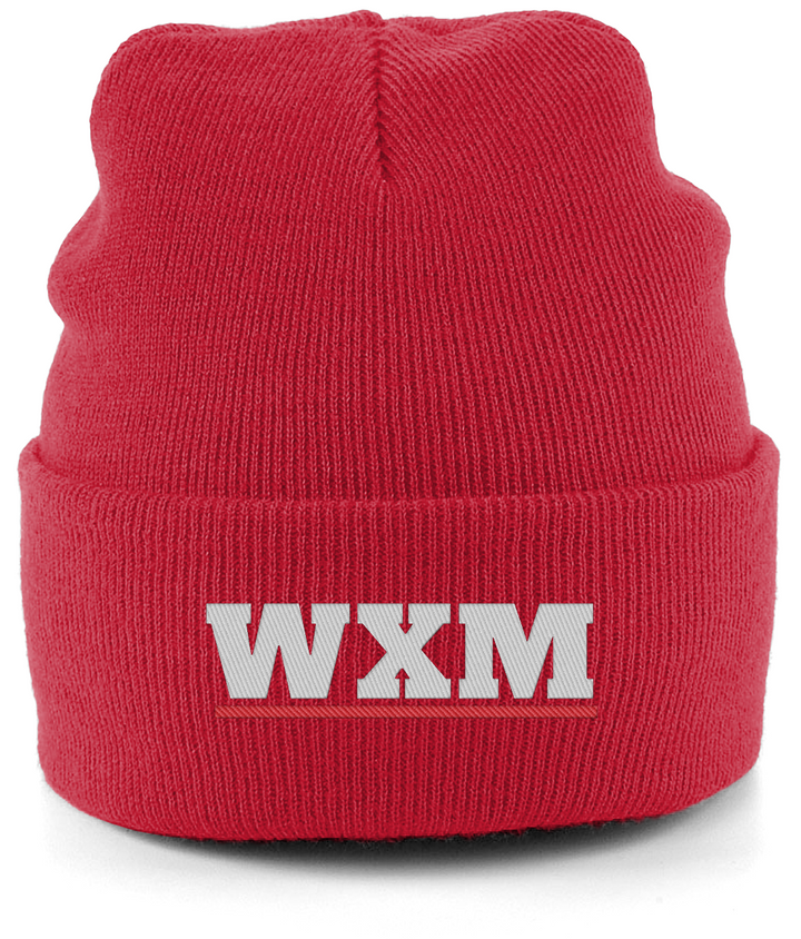 WXM embroidered Wrexham beanie in Classic Red, Legends in Thread