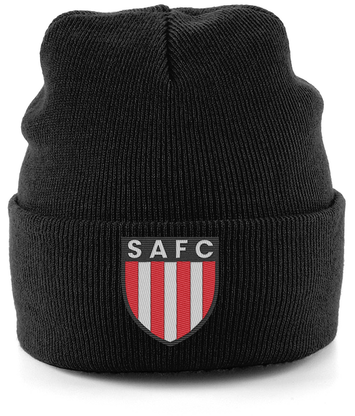 SAFC embroidered Sunderland beanie in Black, Legends in Thread
