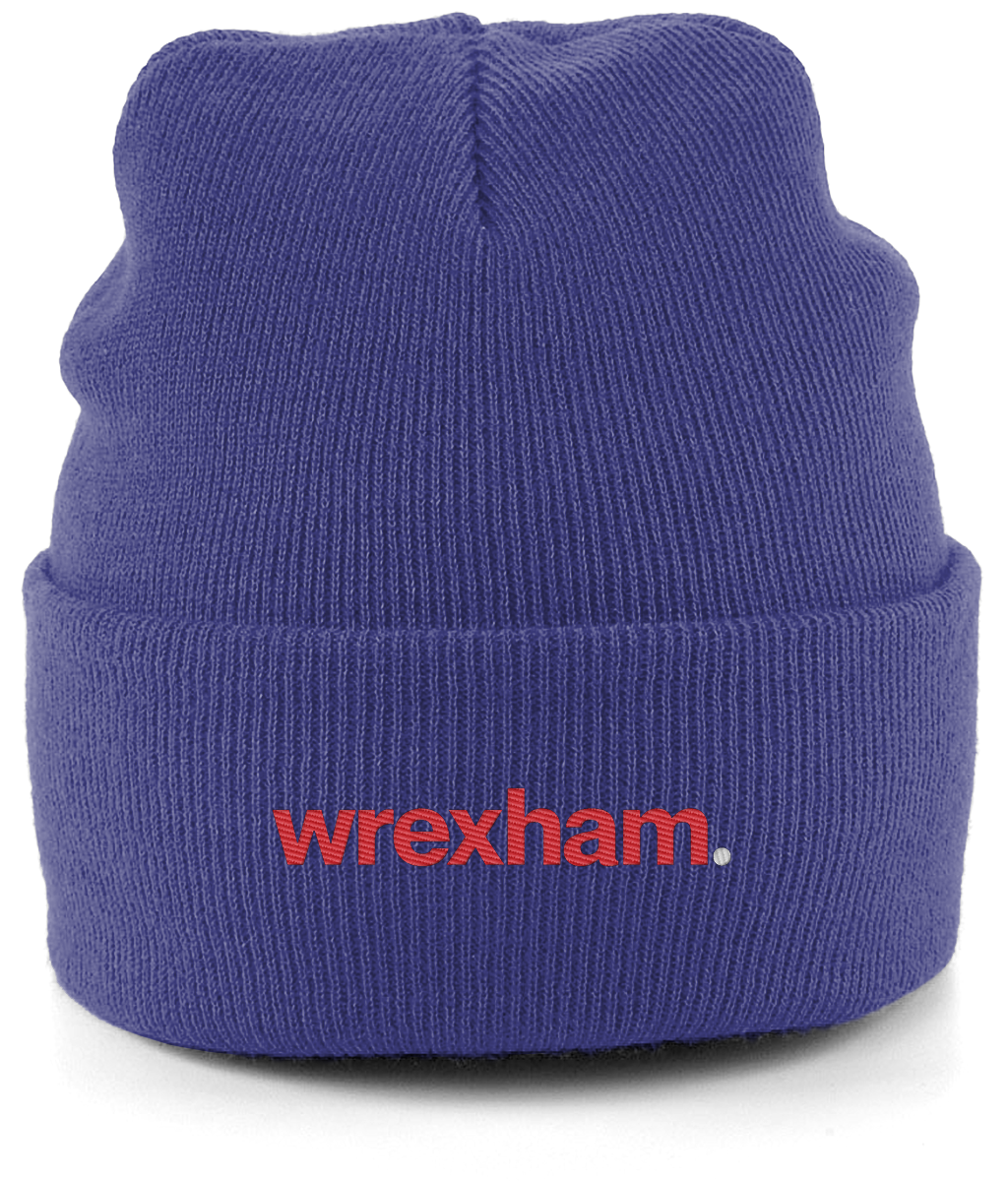 wrexham. embroidered Wrexham beanie in Heather Navy, Legends in Thread