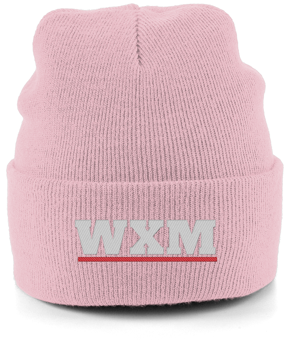 WXM embroidered Wrexham beanie in Dusty Pink, Legends in Thread