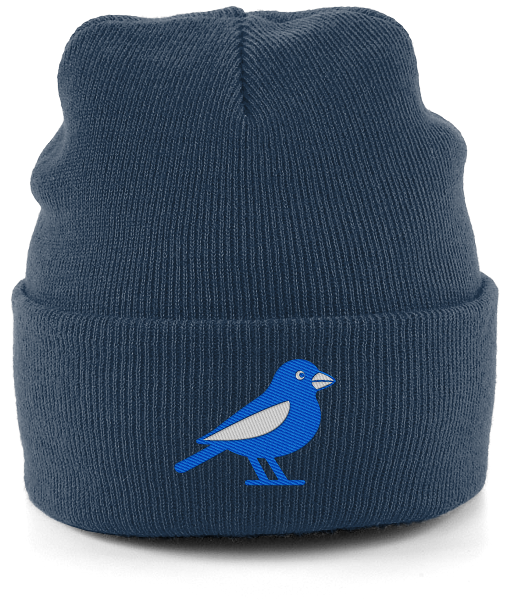 Cardiff Bluebird embroidered Cardiff City beanie in French Navy, Legends in Thread