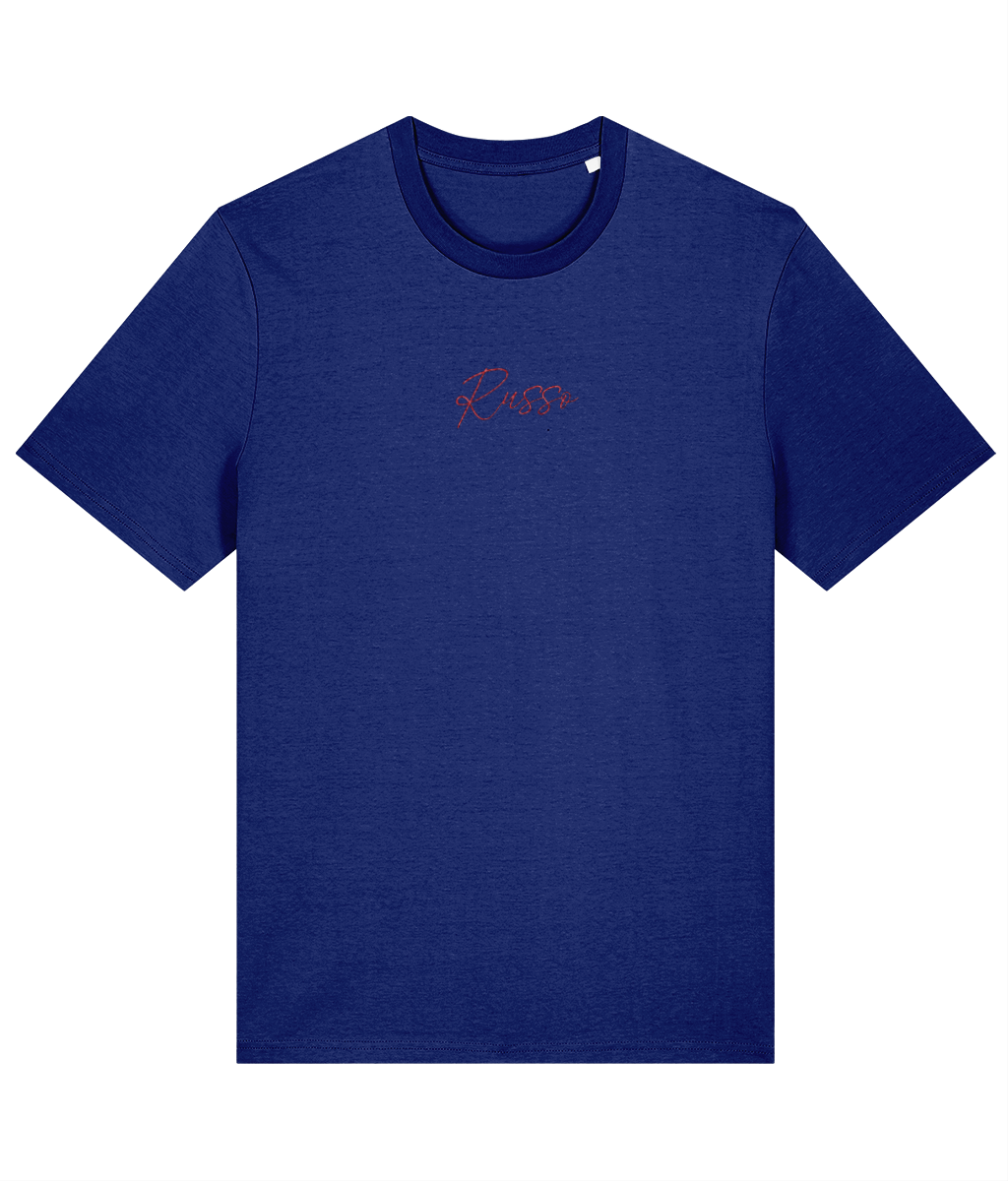 Russo Embroidery embroidered Arsenal cotton tee in Worker Blue, Legends in Thread