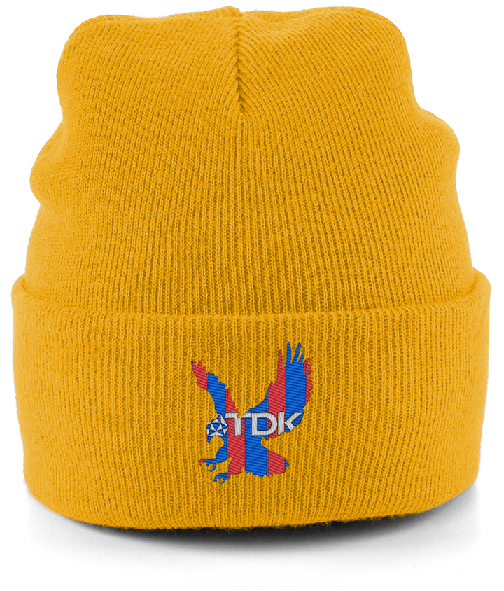 TDK Eagle embroidered Crystal Palace beanie in Mustard, Legends in Thread
