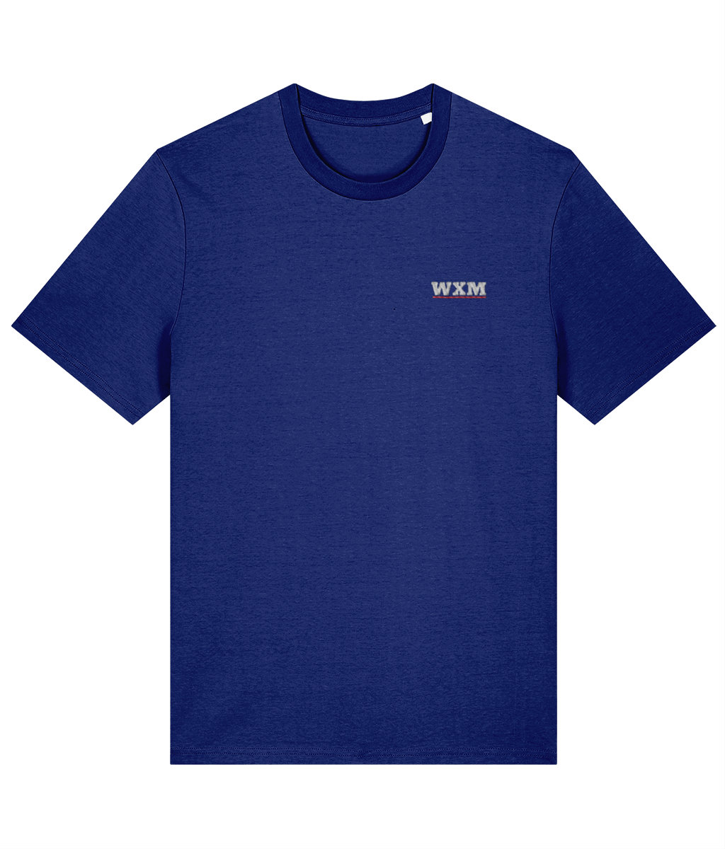 WXM embroidered Wrexham cotton tee in Worker Blue, Legends in Thread