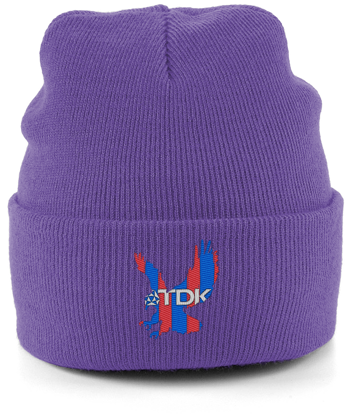 TDK Eagle embroidered Crystal Palace beanie in Purple, Legends in Thread