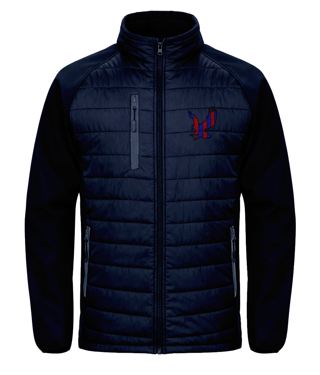 Red and Blue Striped Eagle embroidered Crystal Palace softshell jacket in Navy/Navy, Legends in Thread